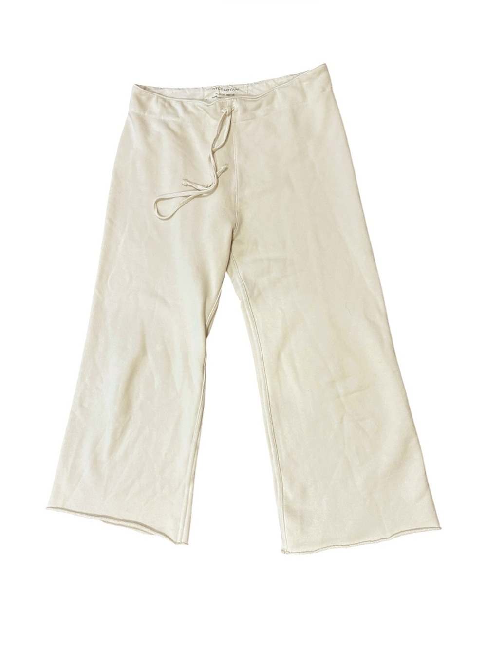 Nili Lotan Kiki Sweatpant Wide Leg Cropped Chalk Light Khaki Size Medium - Picture 2 of 5